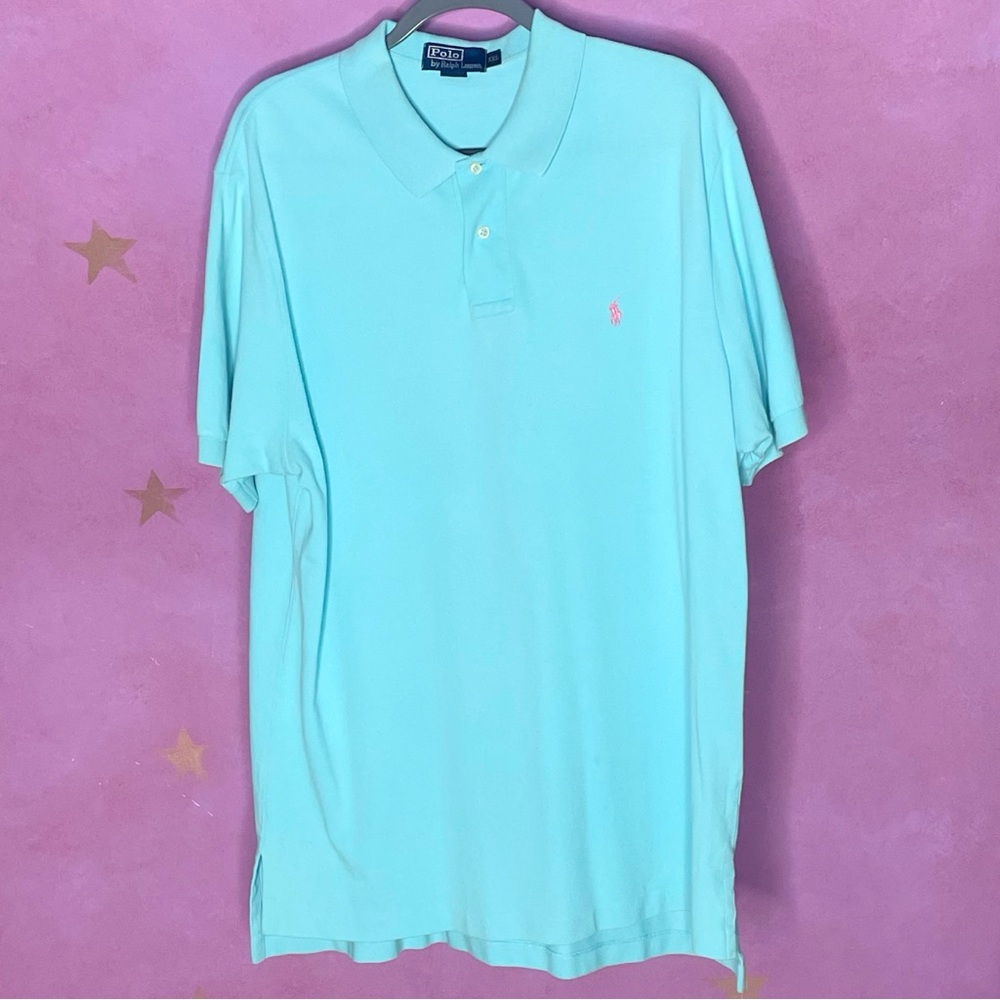 POLO Ralph Lauren Men's Aqua Teal  Blue Short Sleeve Polo Shirt Sz XXL 2XL